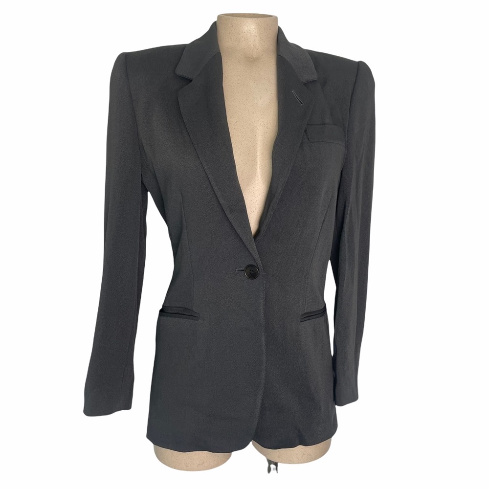 EMPORIO ARMANI Vintage Charcoal Wool One Button Closure Blazer Jacket Suit 38